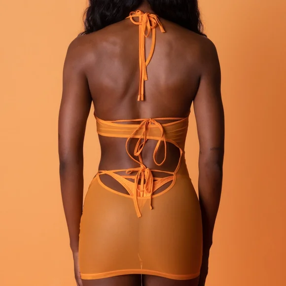 Voight Isabella Mesh Cover-Up Dress in Naranja - Picture 3 of 5